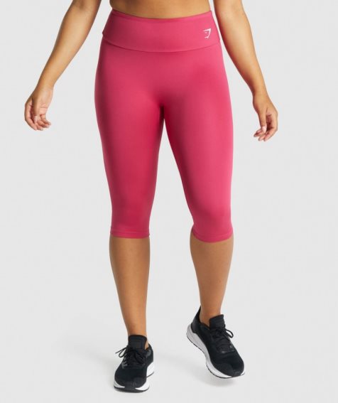 Legginsy Gymshark Treningowe Cropped Damskie Różowe | PL 965VIG